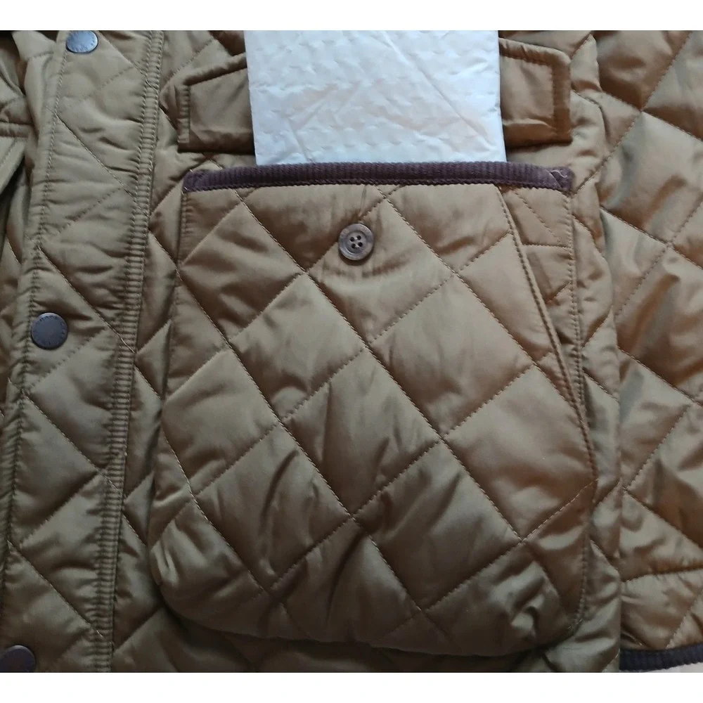 Brown Chaps Quilted Barn Corduroy Collar Puffer Jacket